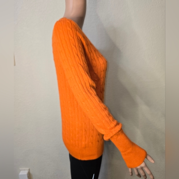 GAP Sweater Womens Size Medium Orange Cable Knit Fisherman Pullover Long Sleeved - Picture 4 of 10